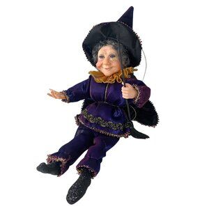 Vtg Kurt Adler‎ Jacqueline Kent Purple Passion Witch Hanging Decor Halloween